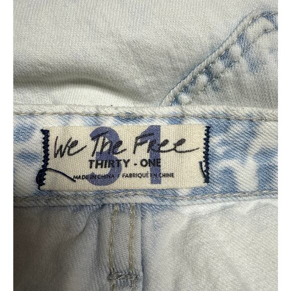Free People We The Free Size 31 Wide Leg Jeans High Rise Light Wash Raw Hem - Picture 4 of 6